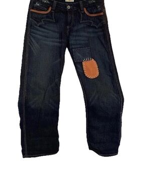 Antik Denim Jeans, Low-waisted, w/Patchwork, Size 28